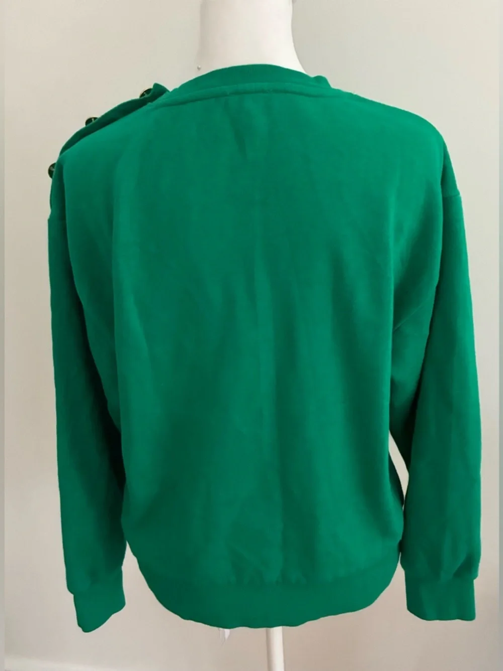 J.Crew Green gold Button-Shoulder Women's sweatshirt. Small preppy